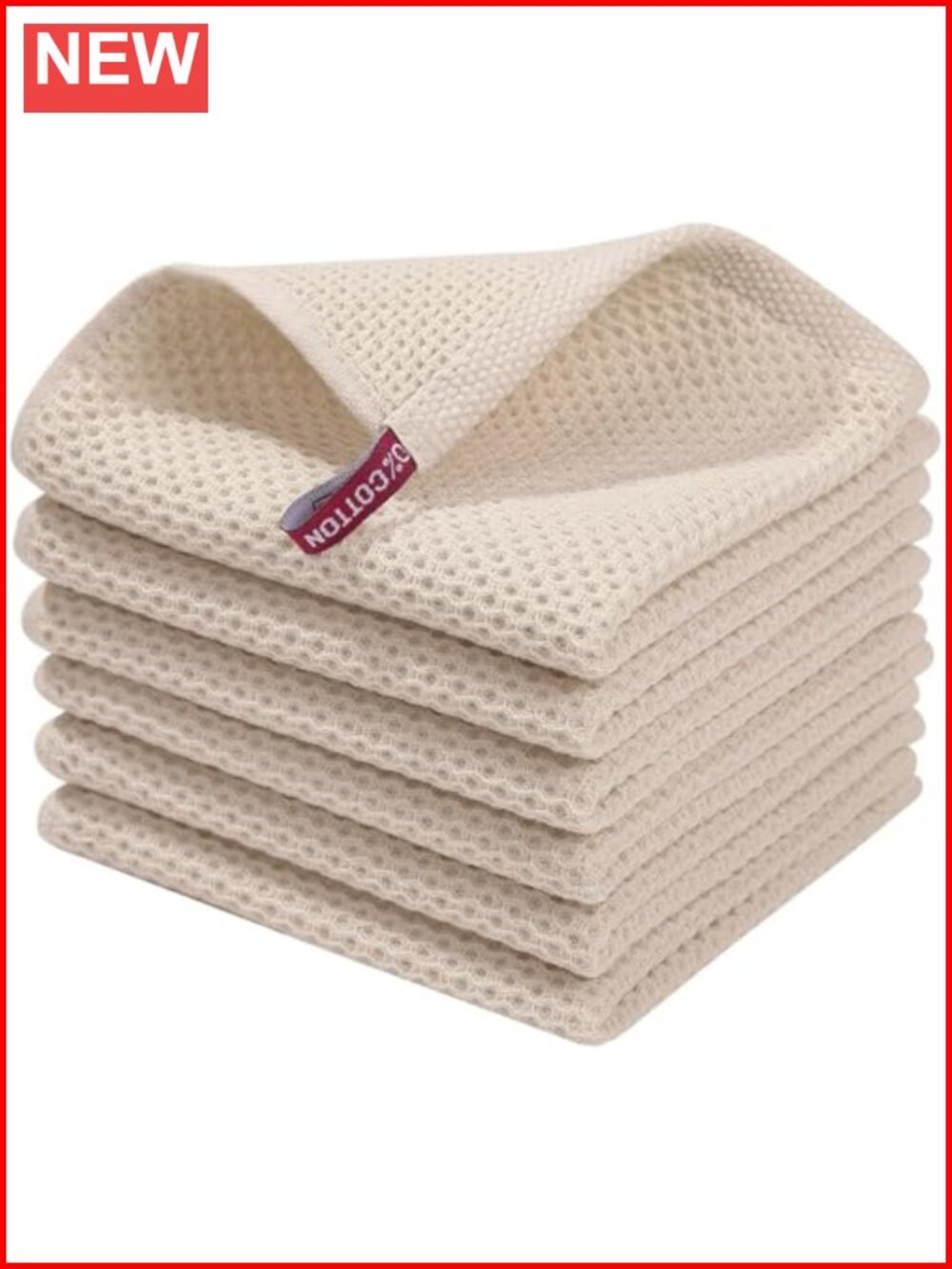 100% Cotton Waffle Weave Kitchen Dish Cloths 6 Pack Absorbent